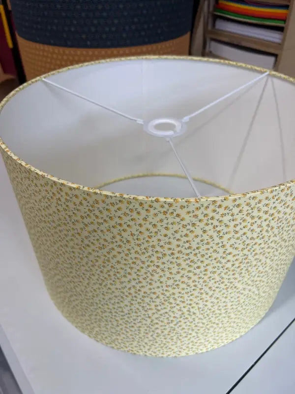 Drum Lampshade - 40cm - Dainty Flowers - Yellow - SQUUSHED