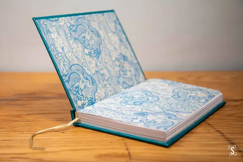 Case Bound Journal A5 Arctic Volume Buckram Neon Aqua Lokta Dragons Blue Journal