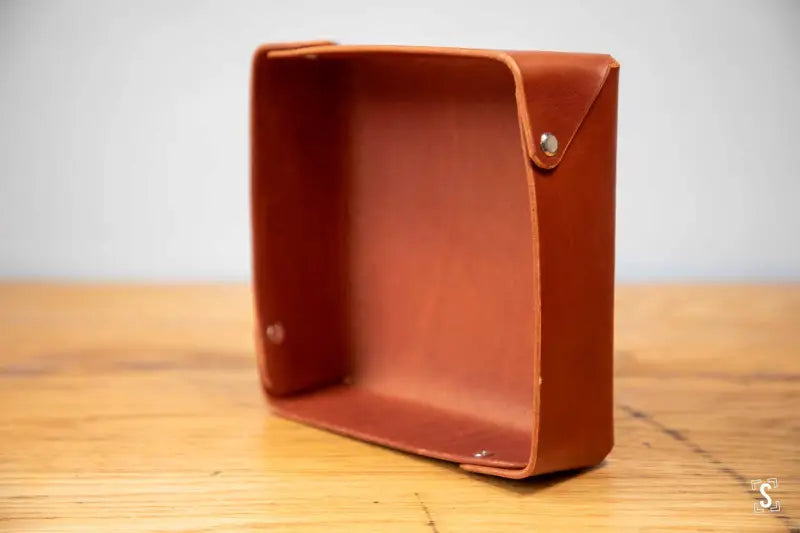 Cantilever - Leather Clutter Keeper - 16cm x 16cm - Cognac - Leathercraft