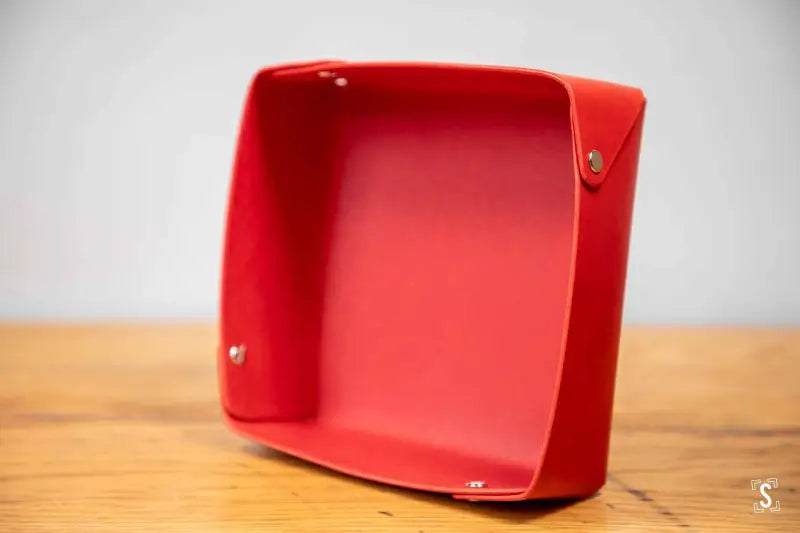 Cantilever - Leather Clutter Keeper - 16cm x 16cm - Red - Leathercraft