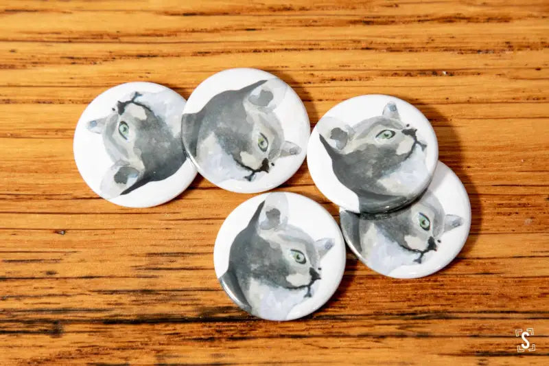 Cat Badge - White - 25mm - Badge