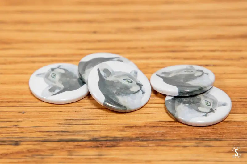 Cat Badge - White - 25mm - Badge