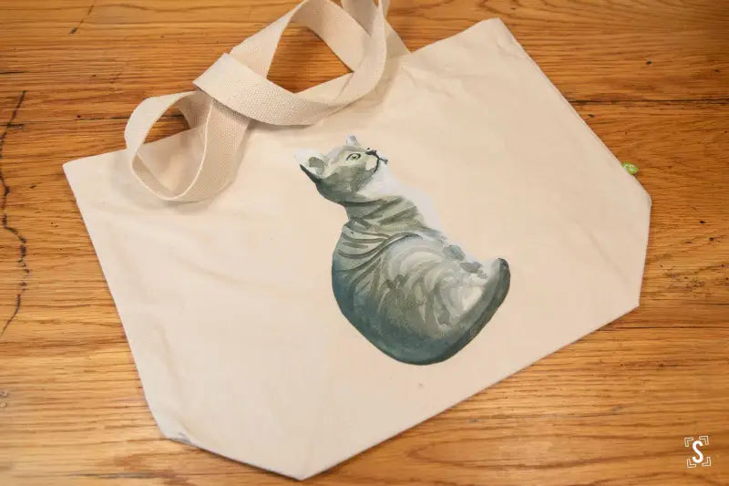 Cat - Toggle Tote Bag - Organic Cotton - 34cm x 34cm x 17cm - Bag
