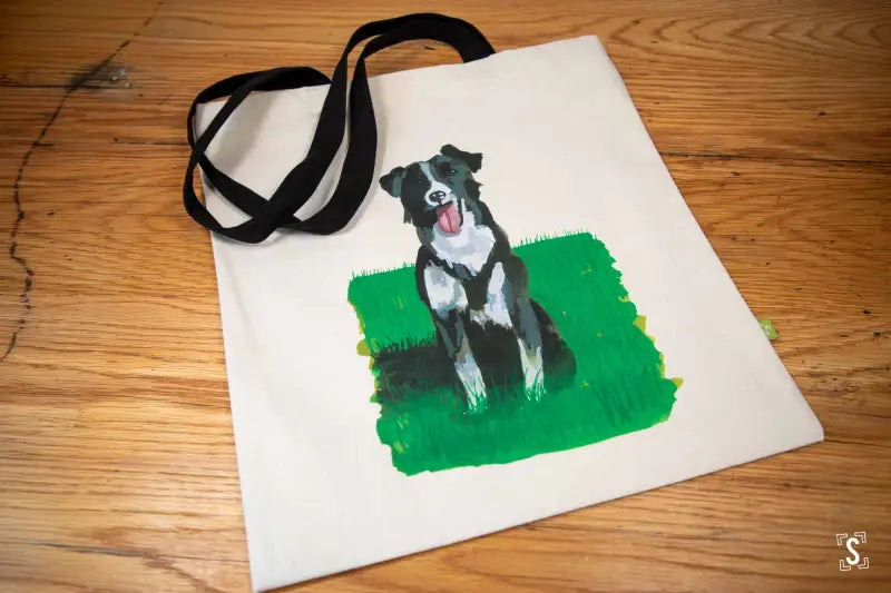 Collie - Tote Bag - Organic Cotton - Black Handles - 38cm x 42cm - Bag