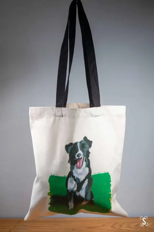 Collie - Tote Bag - Organic Cotton - Black Handles - 38cm x 42cm - Bag
