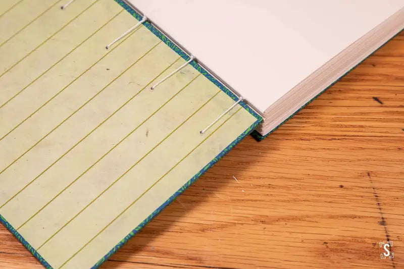 Coptic Stitch - A5 - Arena Bulk Ivory - Jungle Green - Tennis Stripe Yellow - Journal