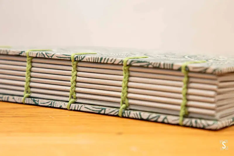 Coptic Stitch - A5 - Materica Clay - Greenery Medium Grey/Green - Willow Green/Nautral - Journal
