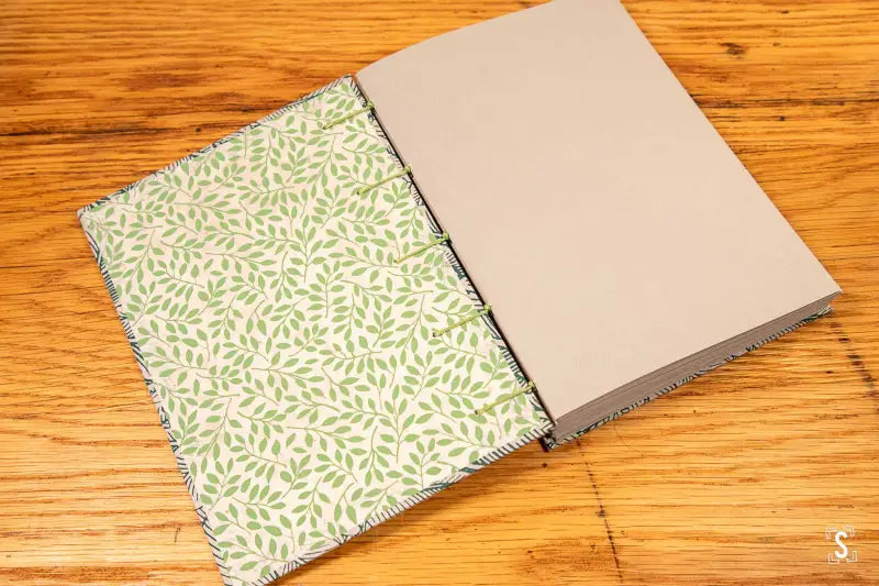 Coptic Stitch - A5 - Materica Clay - Greenery Medium Grey/Green - Willow Green/Nautral - Journal