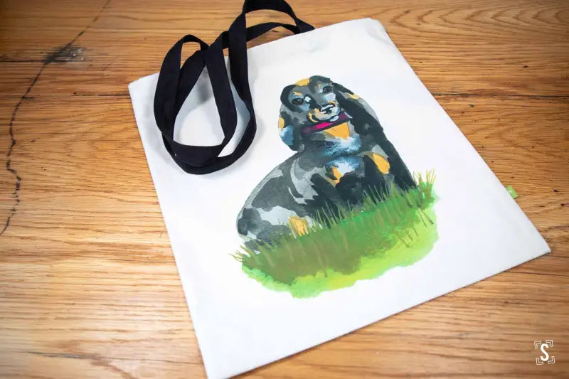 Dachshund - Tote Bag - Organic Cotton - Black Handles - 38cm x 42cm - Bag