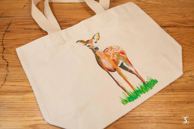 Deer - Toggle Tote Bag - Organic Cotton - 34cm x 34cm x 17cm - Bag