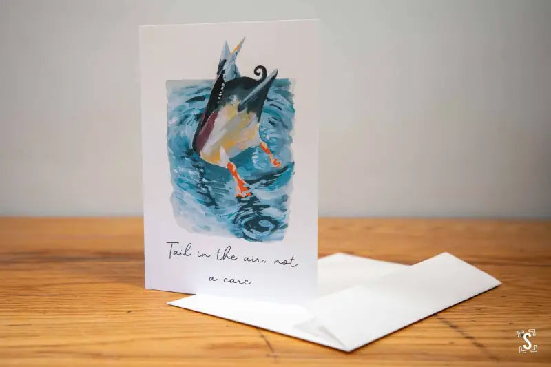 Diving Duck - A5 - Tail in the Air Not a Care - Greetings Cards