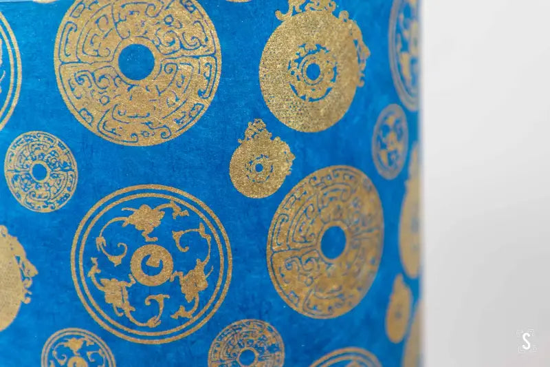 Drum Lampshade 20cm Jade Blue/Gold Lampshade