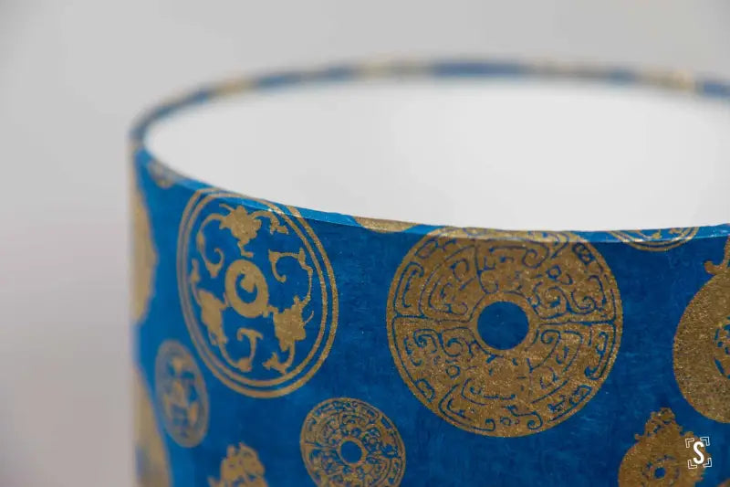 Drum Lampshade 20cm Jade Blue/Gold Lampshade