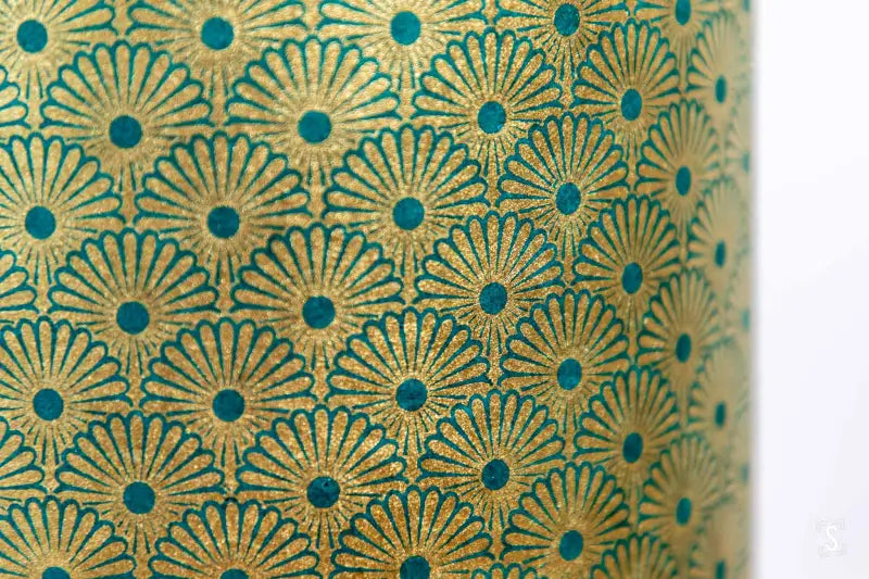 Drum Lampshade 20cm Kahori Green/Gold Lampshade