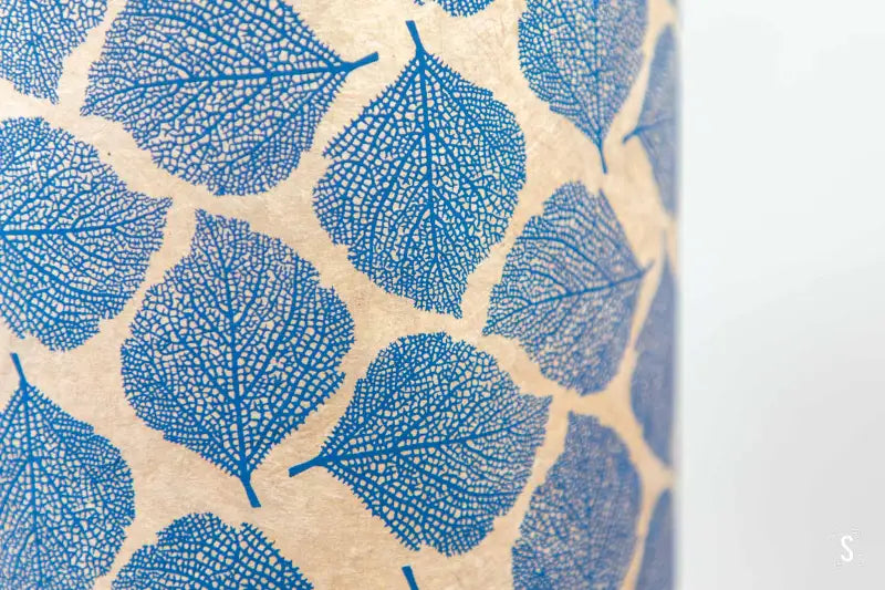 Drum Lampshade 20cm Leaves Blue/Brown Lampshade