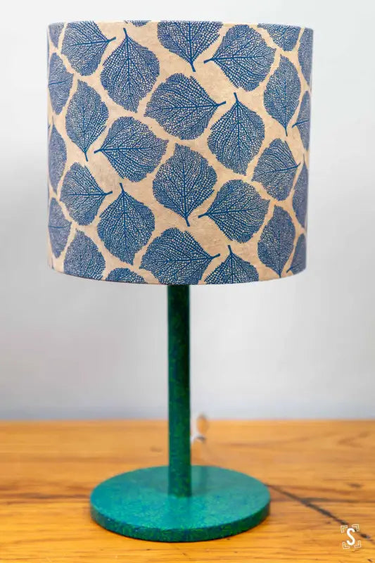 Drum Lampshade 20cm Leaves Blue/Brown Lampshade