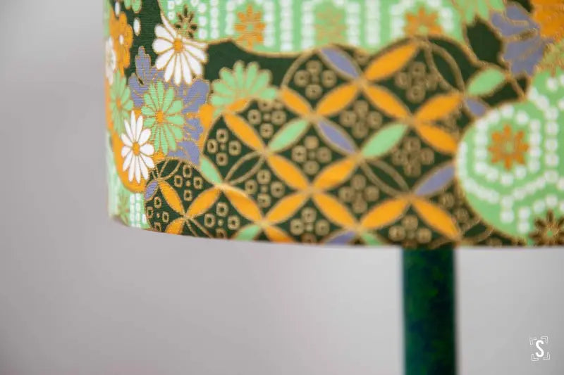 Drum Lampshade 20cm Naka Flowers and Hexagons Mint Lampshade