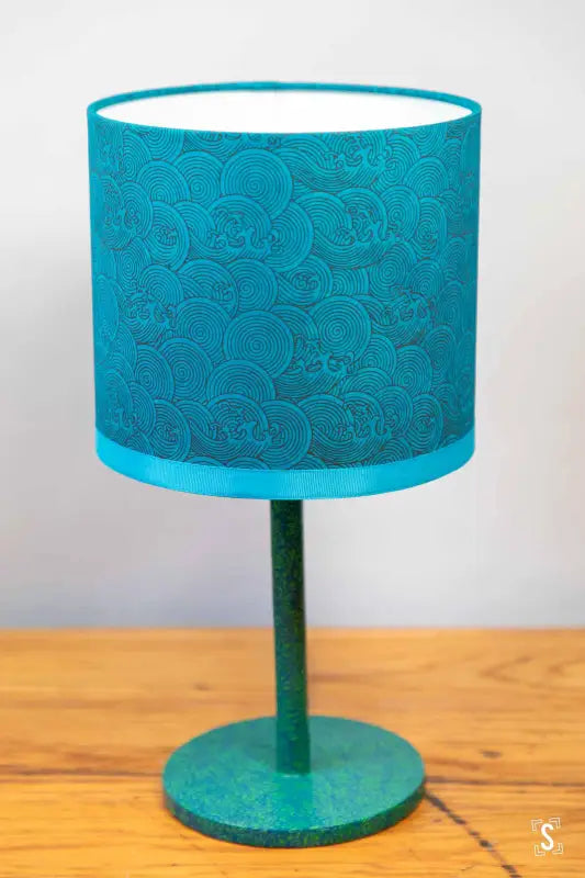 Drum Lampshade - 20cm - Okinawa Waves - Navy - Lampshade