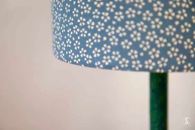 Drum Lampshade 20cm Small Flowers Blue/White Lampshade