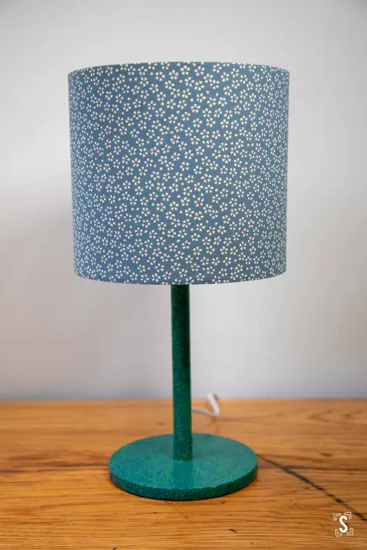 Drum Lampshade 20cm Small Flowers Blue/White Lampshade