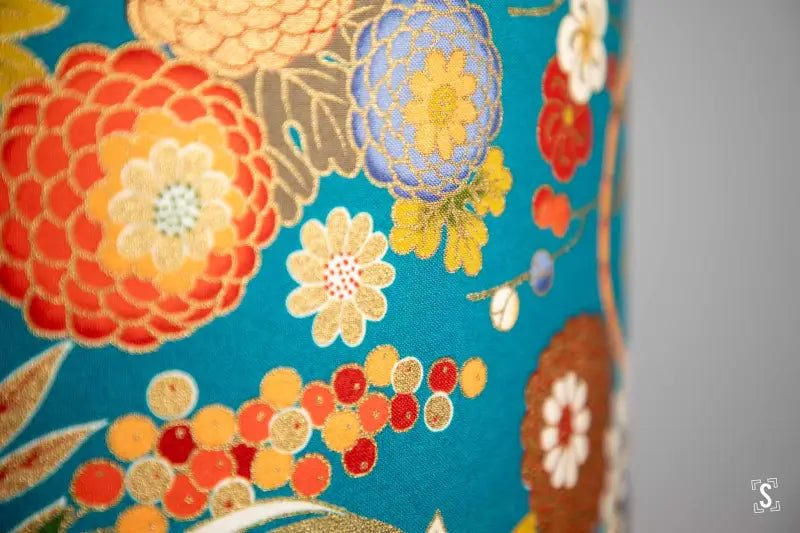 Drum Lampshade 30cm Naka Flowers Teal Lampshade