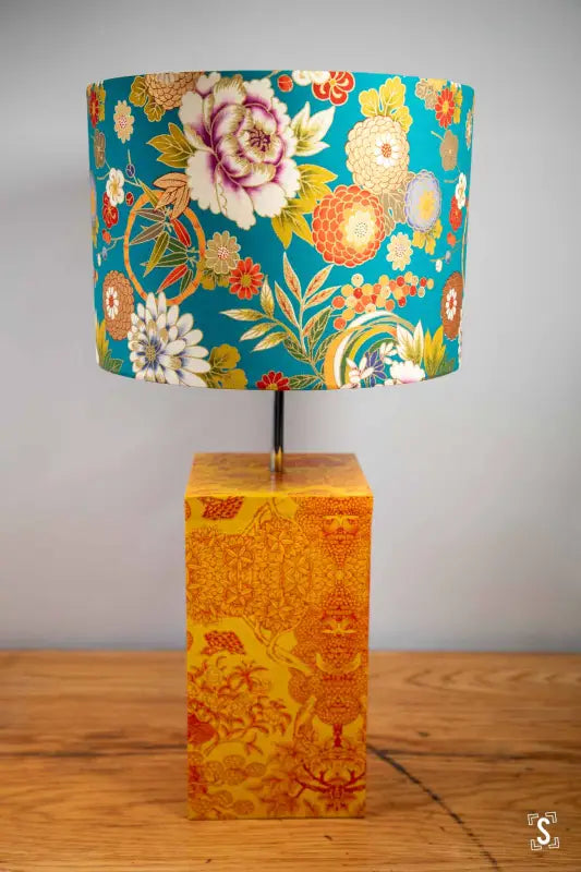 Drum Lampshade 30cm Naka Flowers Teal Lampshade
