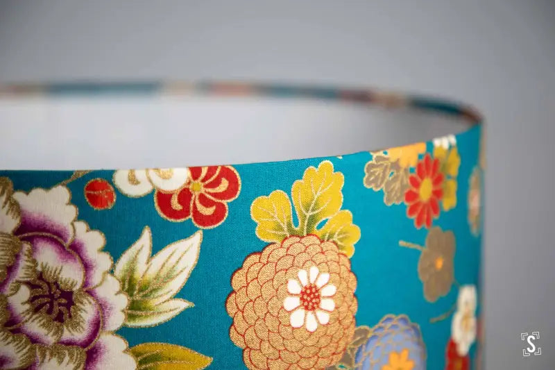 Drum Lampshade 30cm Naka Flowers Teal Lampshade
