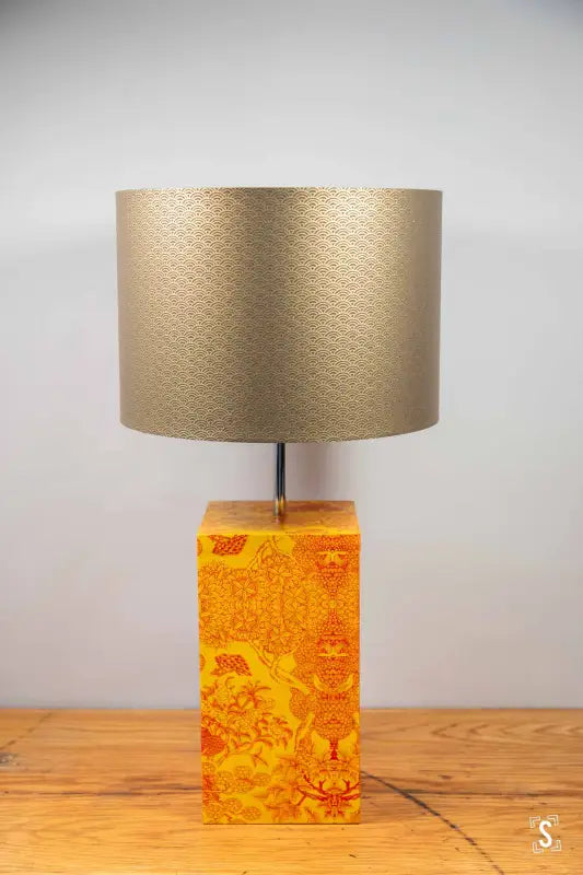 Drum Lampshade 30cm Ocean Waves Grey/Gold Lampshade