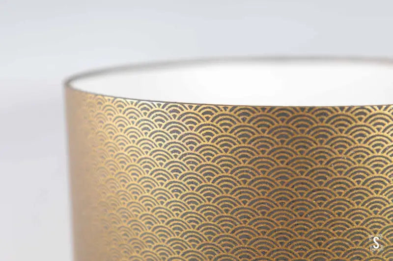 Drum Lampshade 30cm Ocean Waves Grey/Gold Lampshade