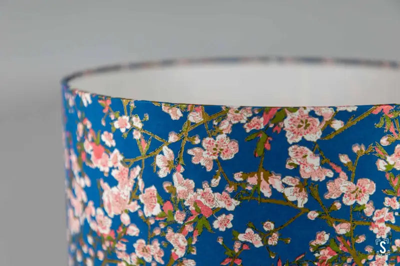 Drum Lampshade 30cm Peach Flower Blue Lampshade