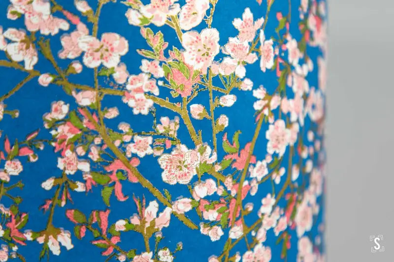 Drum Lampshade 30cm Peach Flower Blue Lampshade