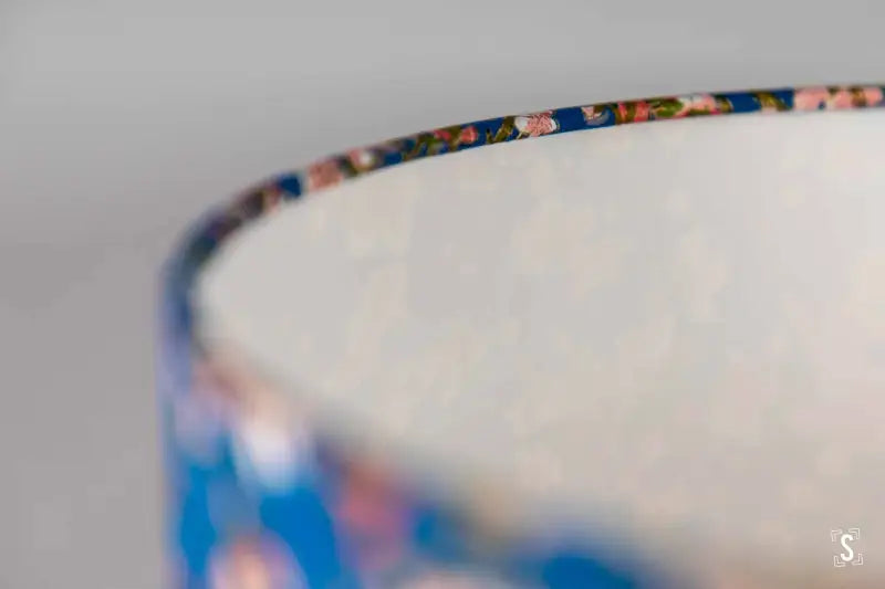 Drum Lampshade 30cm Peach Flower Blue Lampshade