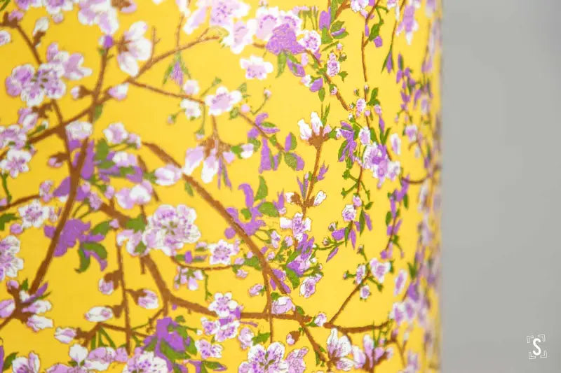 Drum Lampshade 30cm Peach Flower Mustard Yellow Lampshade
