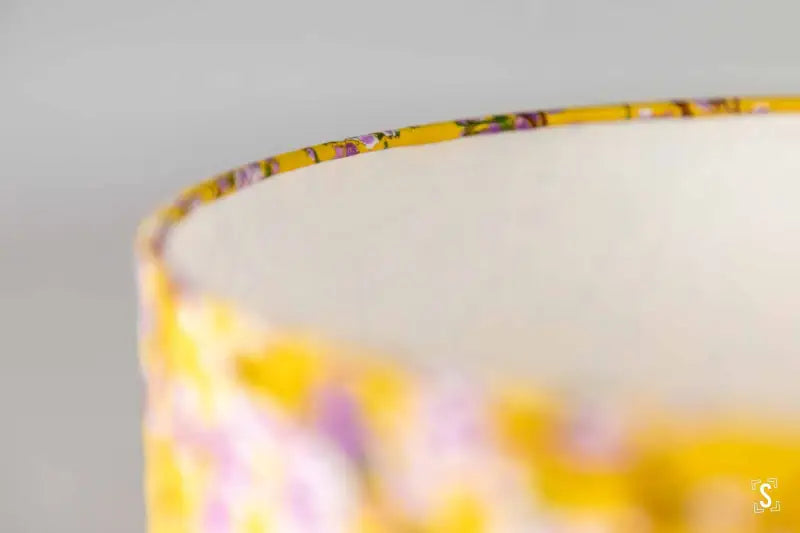 Drum Lampshade 30cm Peach Flower Mustard Yellow Lampshade