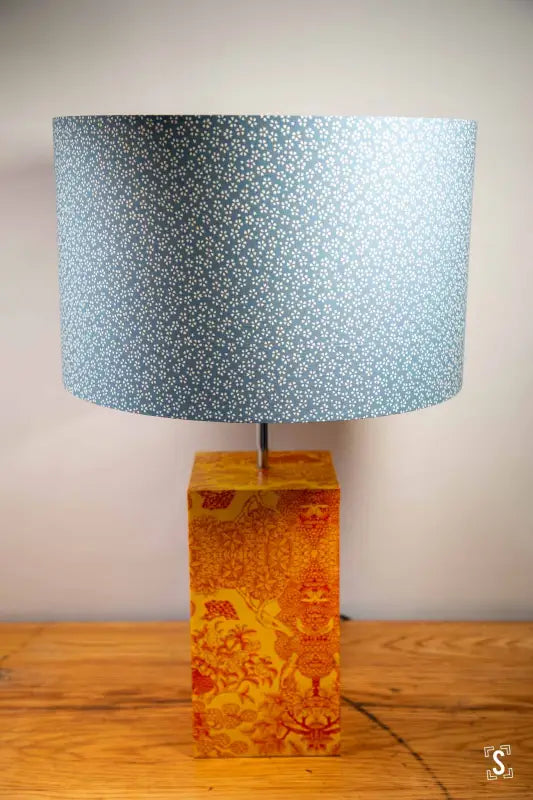 Drum Lampshade 40cm Small Flowers Blue/White Lampshade