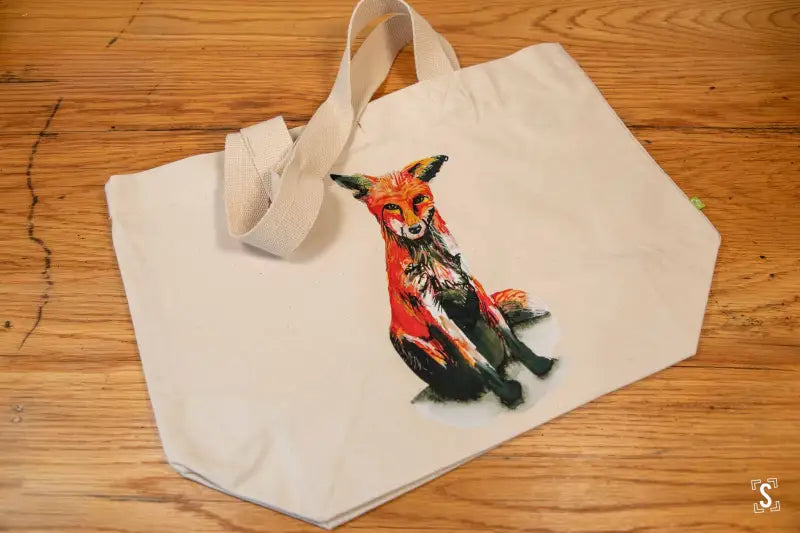 Fox - Toggle Tote Bag - Organic Cotton - 34cm x 34cm x 17cm - Bag