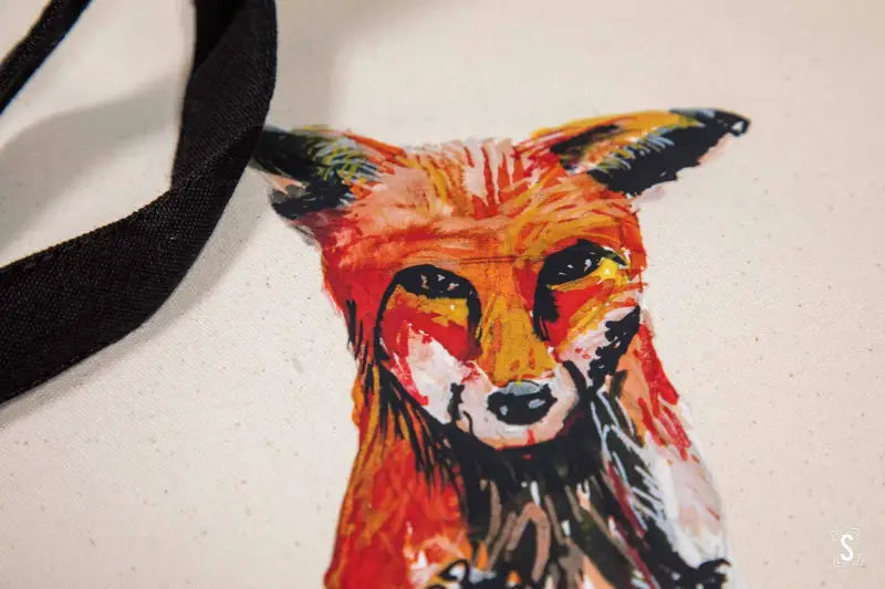 Fox Tote - Organic Cotton - Black Handles - 38cm x 42cm - Bag