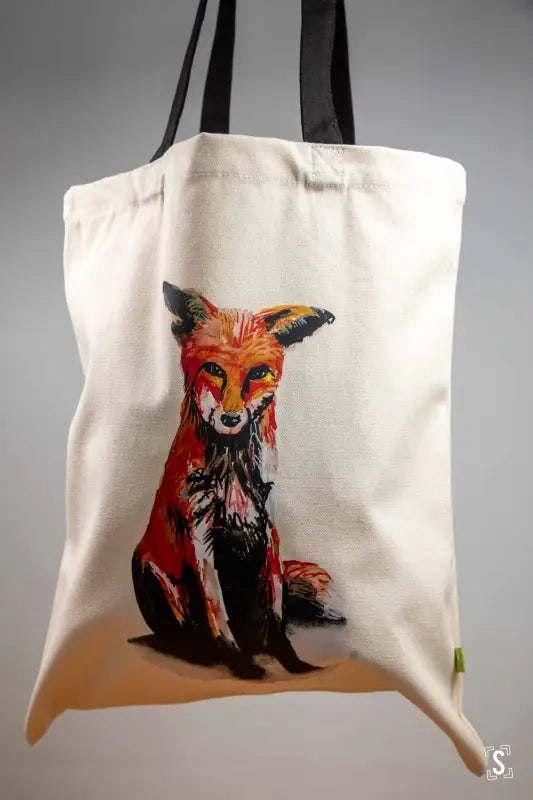 Fox Tote - Organic Cotton - Black Handles - 38cm x 42cm - Bag
