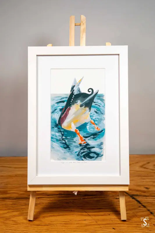 Framed Diving Duck Print - 21cm x 30cm - Art Prints