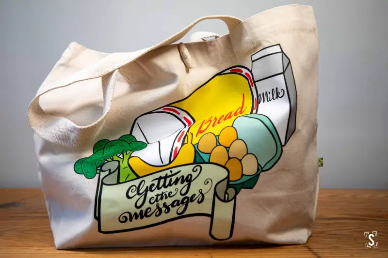 Getting the Messages - Toggle Tote Bag - Organic Cotton - 34cm x 34cm x 17cm - Bag