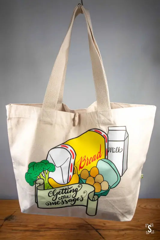 Getting the Messages - Toggle Tote Bag - Organic Cotton - 34cm x 34cm x 17cm - Bag