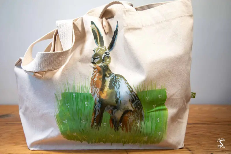 Hare - Toggle Tote Bag - Organic Cotton - 34cm x 34cm x 17cm - Bag
