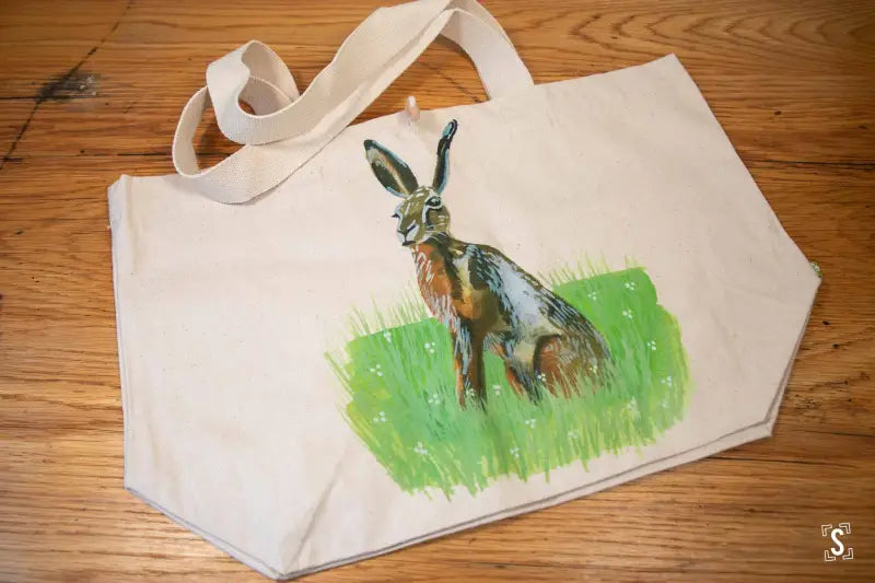 Hare - Toggle Tote Bag - Organic Cotton - 34cm x 34cm x 17cm - Bag