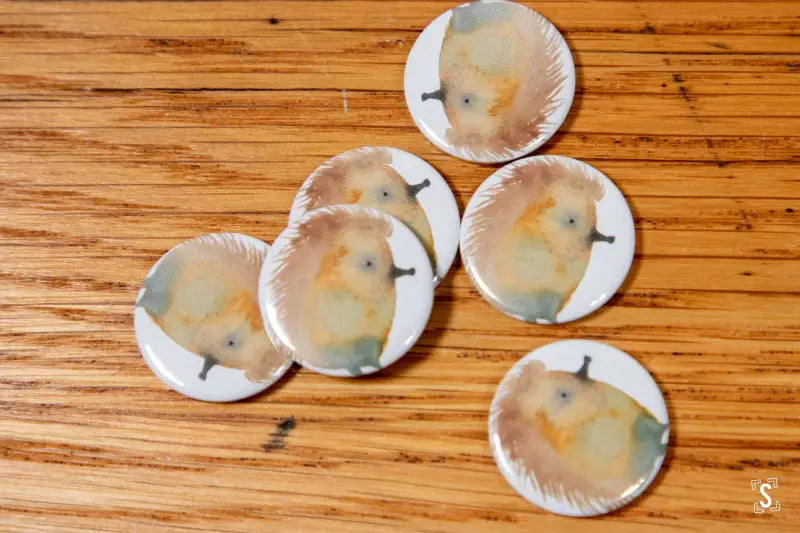 Hedgehog Badge - White - 25mm - Badge