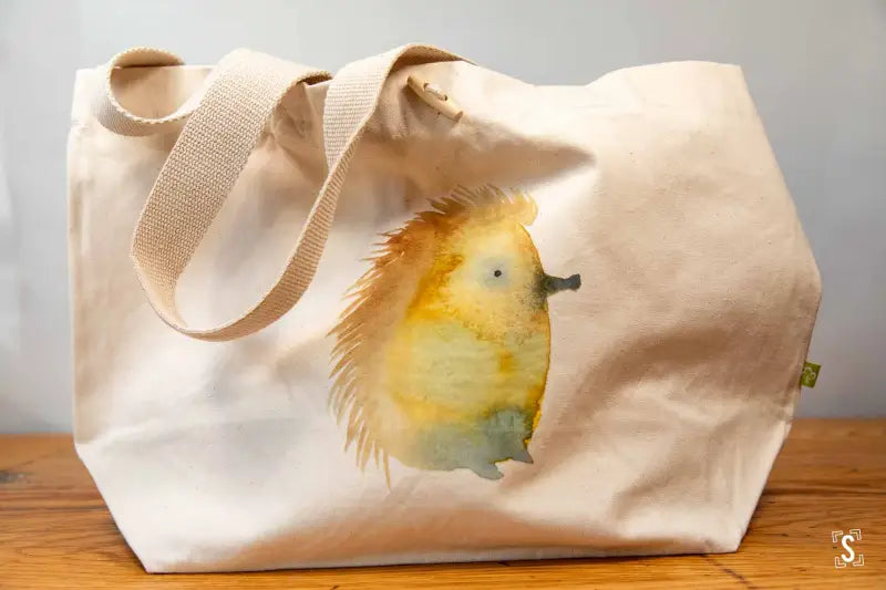 Hedgehog - Toggle Tote Bag - Organic Cotton - 34cm x 34cm x 17cm - Bag