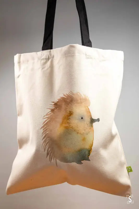 Hedgehog Tote - Organic Cotton - Black Handles - 38cm x 42cm - Bag