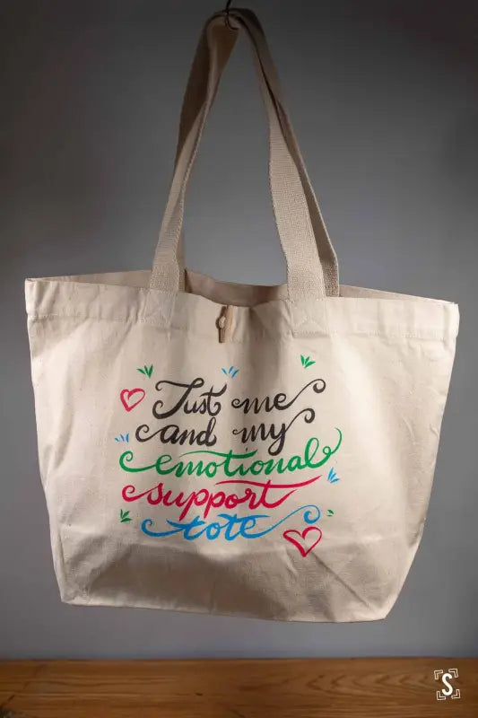 Just Me and My Emotional Support Tote - Toggle Tote Bag - Organic Cotton - 34cm x 34cm x 17cm - Bag