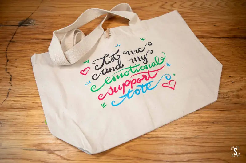 Just Me and My Emotional Support Tote - Toggle Tote Bag - Organic Cotton - 34cm x 34cm x 17cm - Bag