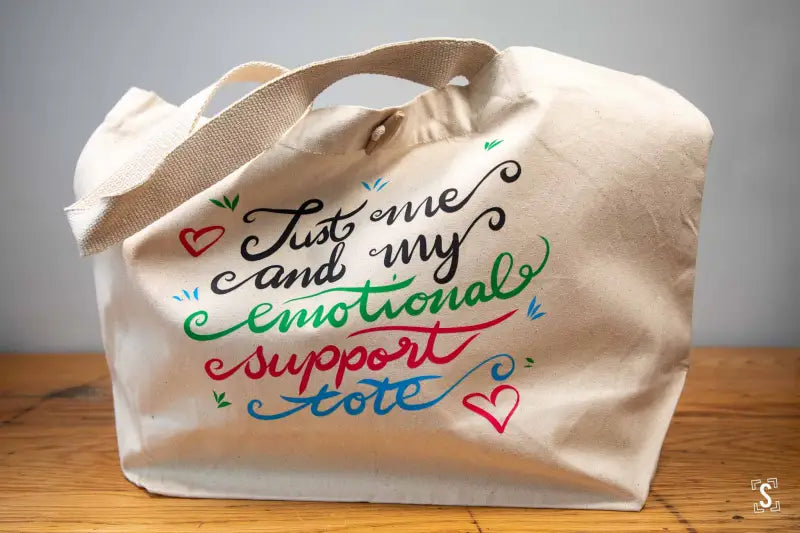 Just Me and My Emotional Support Tote - Toggle Tote Bag - Organic Cotton - 34cm x 34cm x 17cm - Bag