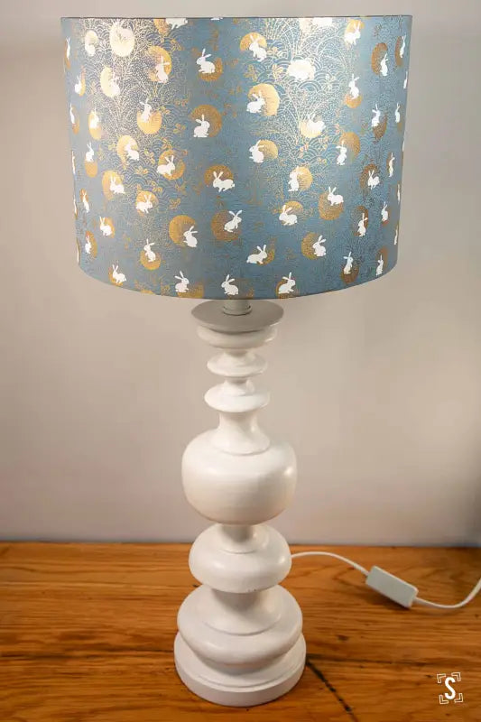 Lampshade - 30cm Drum - Autumn Moon Rabbit - Blue - Lampshade